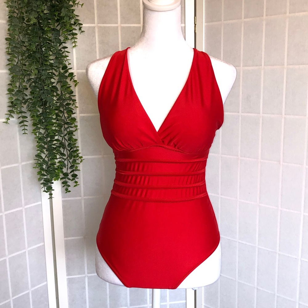 Women's One-Piece Red Swimsuit in Medium, Excellent Condition/Washed & Sanitized